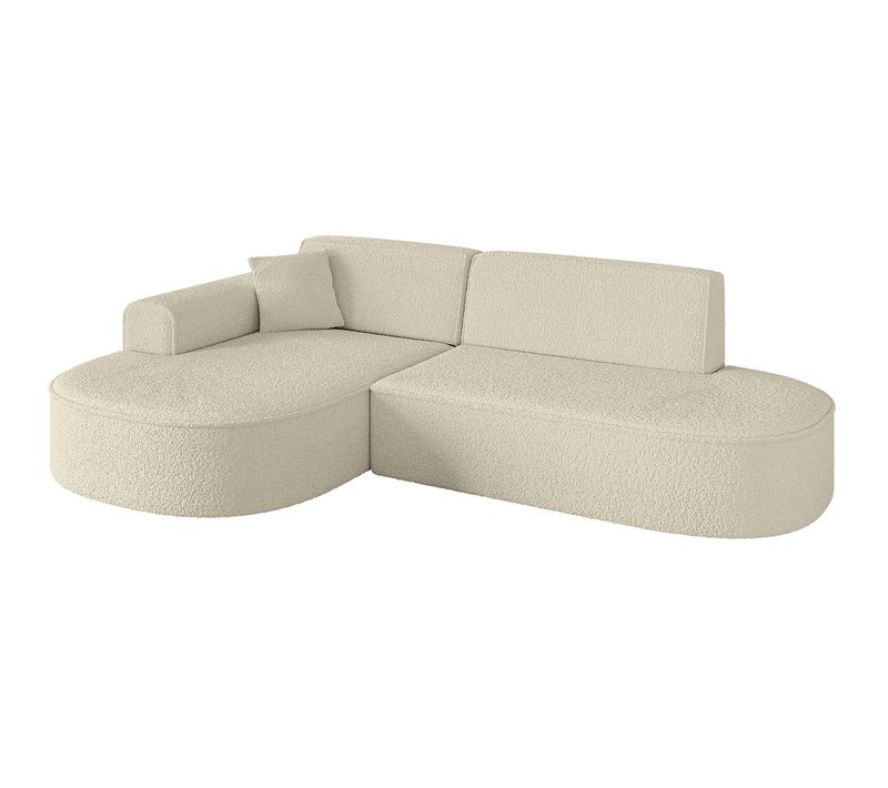 Canapé D'angle Mari-l1 243x171x79,5  Ottomane Gauche En Tissu - Beige