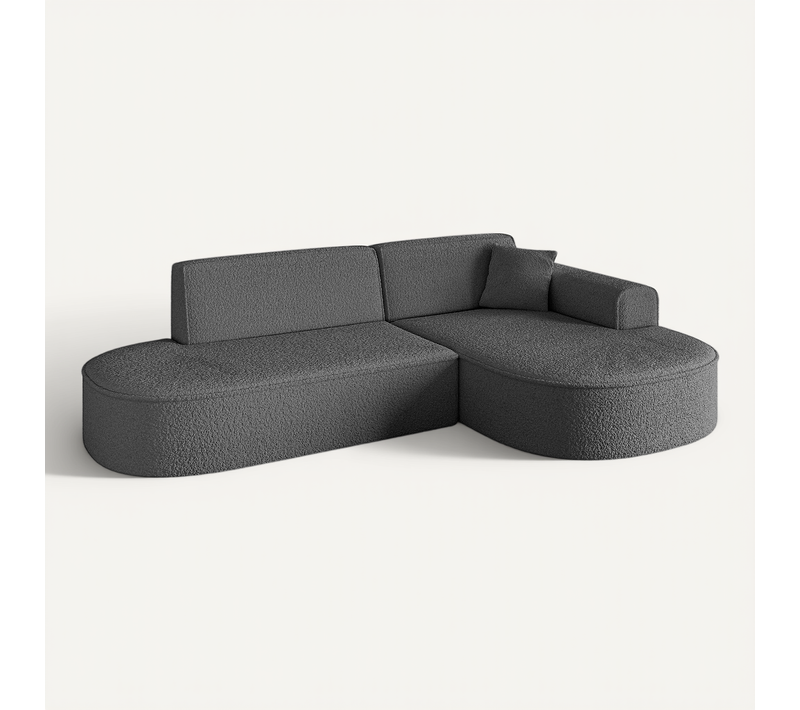 Canapé D'angle Mari-l1 243x171x79,5 Angle Droit En Bouclé - Gris