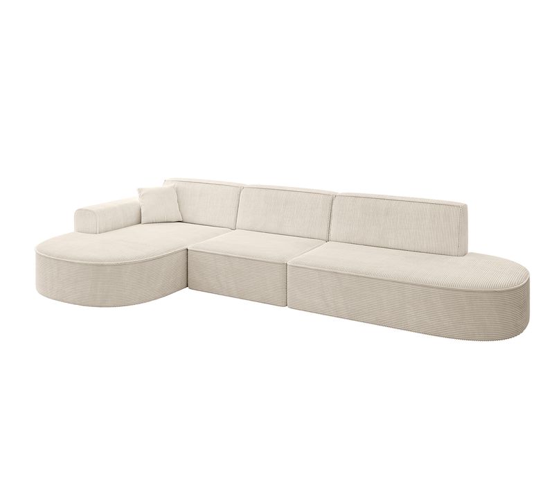 Canapé D'angle Mari-l2 328x171x79,5  Ottomane Gauche En Tissu - Beige