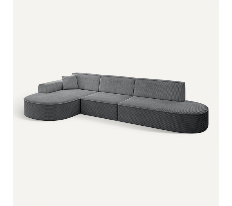Canapé D'angle Mari-l2 328x171x79,5  Angle Gauche En Tissu - Gris Foncé