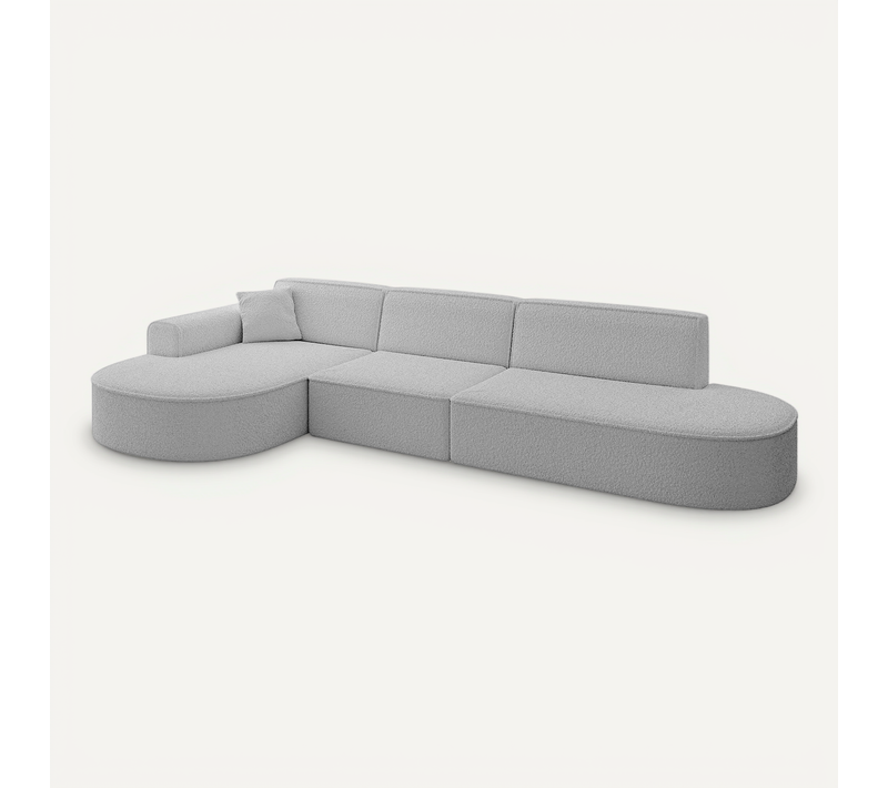 Canapé D'angle Mari-l2 328x171x79,5 Angle Gauche En Tissu - Gris Clair