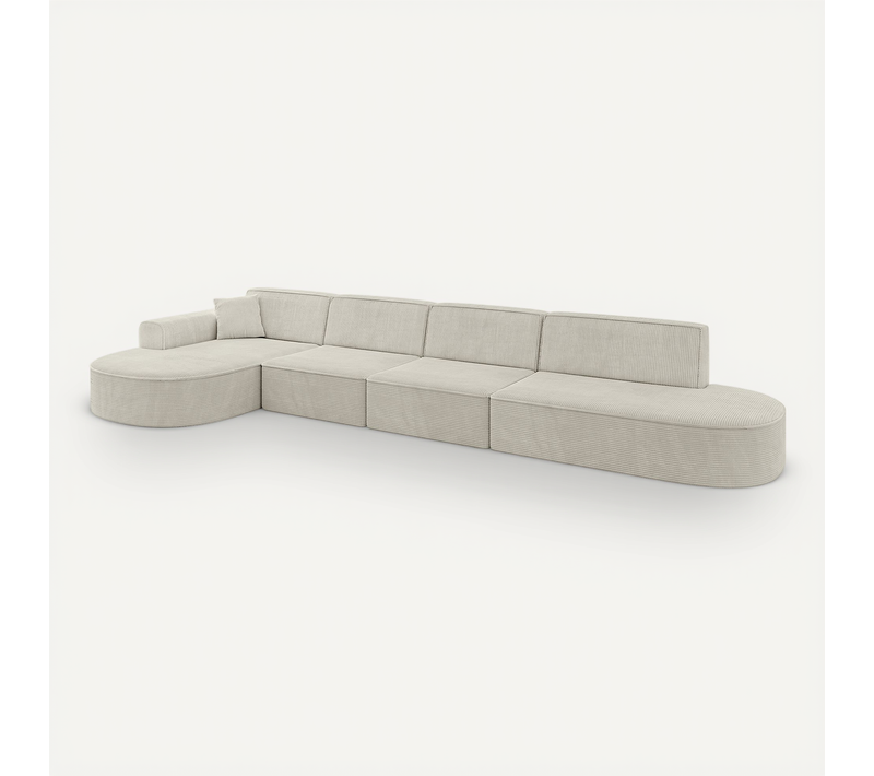Canapé D'angle Mari-l3 413x171x79,5 Angle Gauche En Tissu - Gris Clair