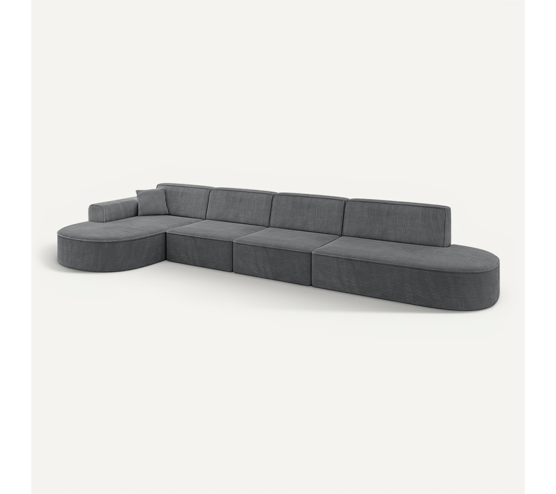 Canapé D'angle Mari-l3 413x171x79,5 Angle Gauche En Tissu - Gris Foncé