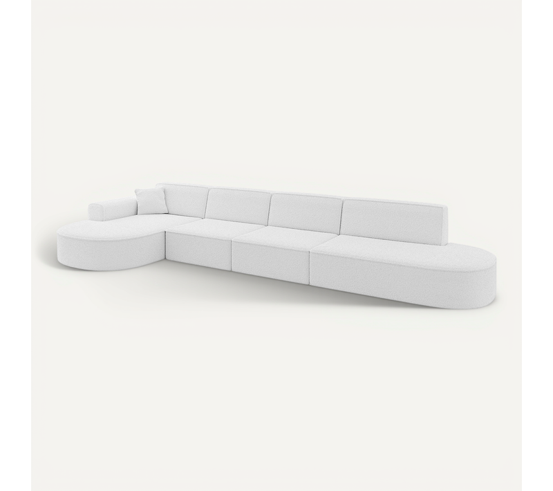 Canapé D'angle Mari-l3 413x171x79,5 Angle Gauche En Tissu - Blanc