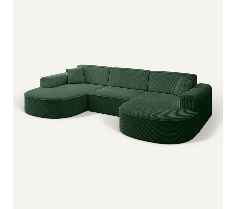 Canapé D'angle Mari-u1 295x171x79,5 Panoramique En Tissu - Vert