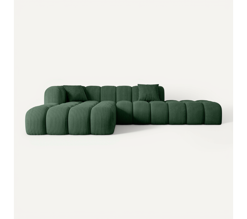 Canapé D'angle Olea-l2 289x176x71 Angle Gauche En Velours Côtelé - Vert Foncé
