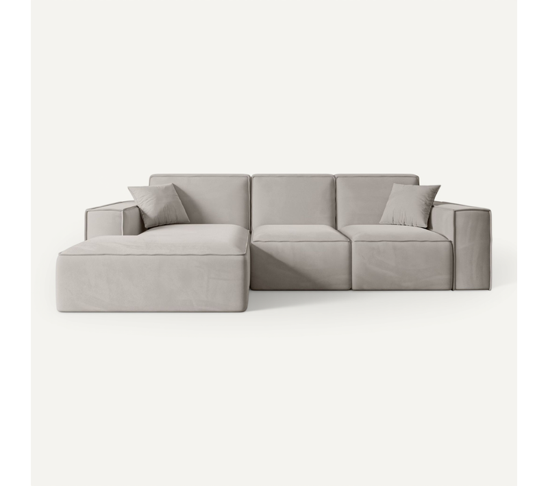 Canapé D'angle Serra-l 266x169x80 Angle Gauche En Velours - Gris Clair