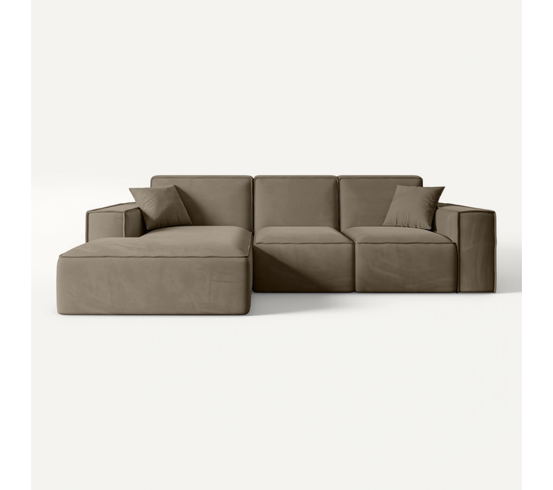 Canapé D'angle Serra-l 266x169x80 Angle Gauche En Velours - Brun