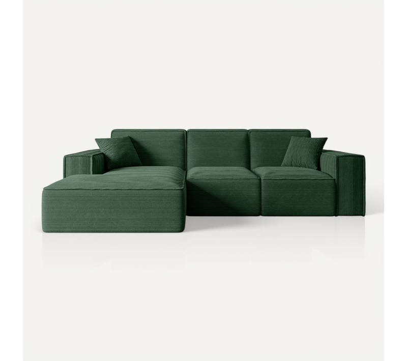 Canapé D'angle Serra-l 266x169x80 Angle Gauche En Tissu - Vert