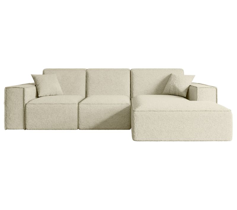 Canapé D'angle Serra-l 266x169x80  Ottomane Dorite En Tissu - Beige Clair