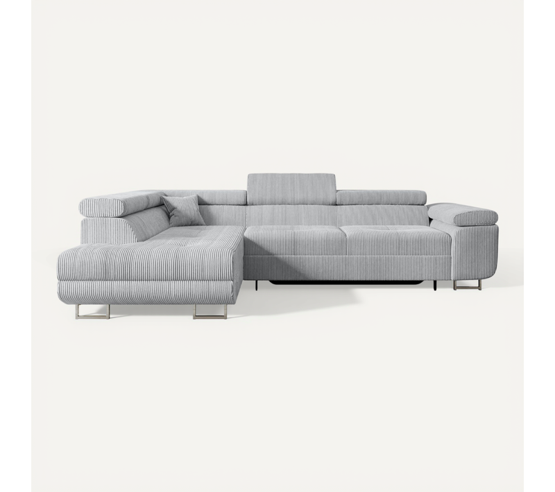 Canapé D'angle Convertible Gusa-l 272x202x107, Angle Gauche, Tissu - Gris