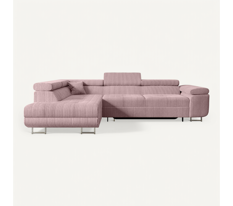 Canapé D'angle Convertible Gusa-l 272x202x107, Angle Gauche, Tissu - Rose