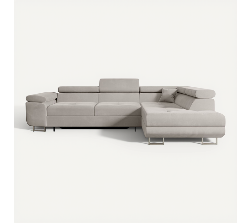 Canapé D'angle Convertible Gusa-l 272x202x107, Angle Droit, Velours - Marron Clair