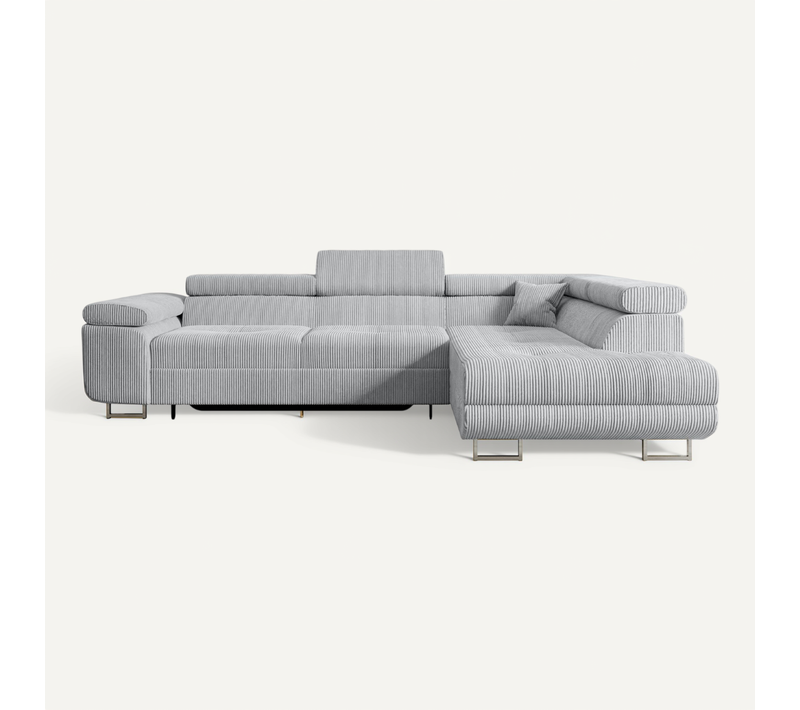Canapé D'angle Convertible Gusa-l 272x202x107, Angle Droit, Tissu - Gris