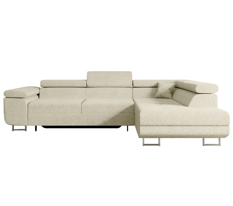 Canapé D'angle Convertible Gusa-l 272x202x107, Ottomane Dorite, Tissu - Beige