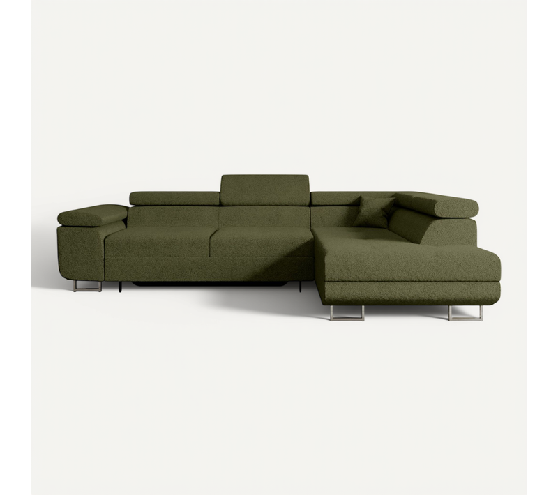 Canapé D'angle Convertible Gusa-l 272x202x107, Angle Droit, Tissu - Vert