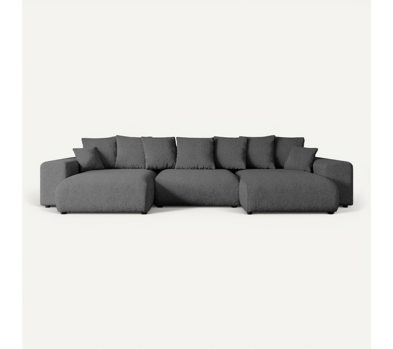 Canapé D'angle Convertible Eskar-u 364x176x84 Panoramique En Tissu - Gris