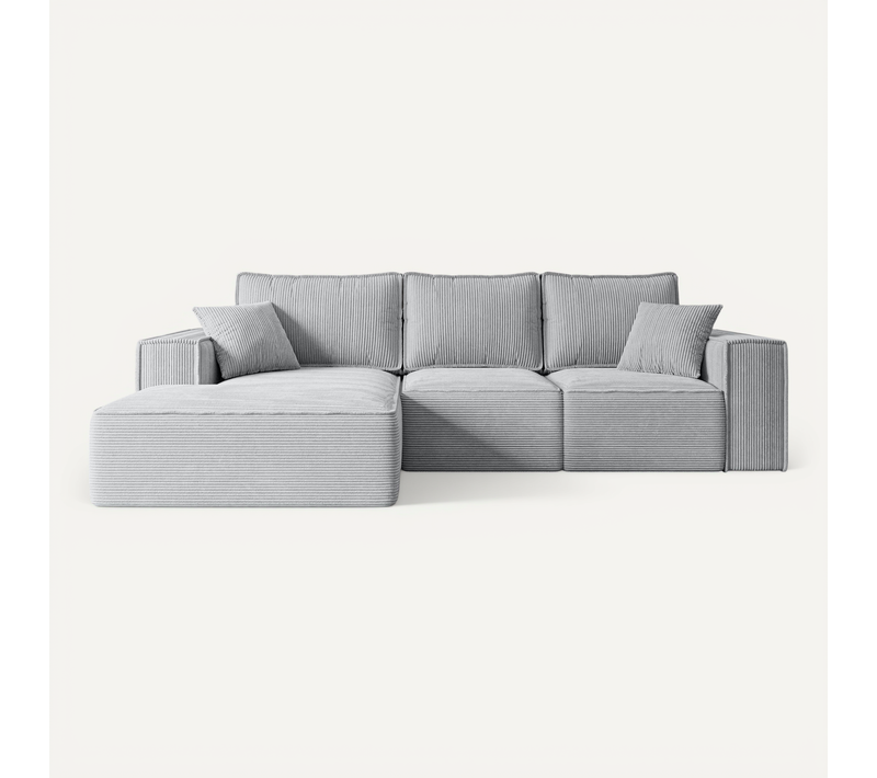 Canapé D'angle Convertible Serra-l 266x161x87 Angle Gauche En Tissu - Gris Clair