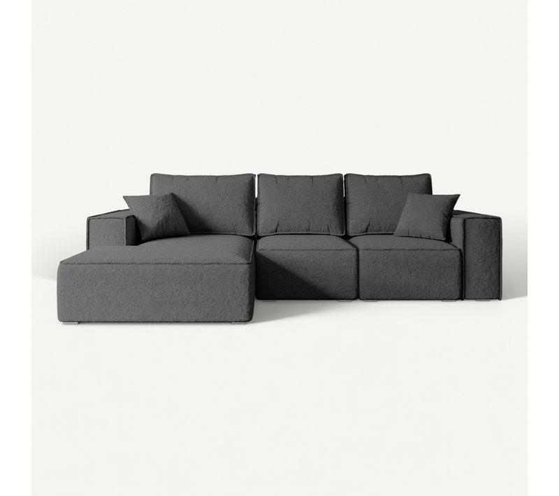 Canapé D'angle Convertible Serra-l 266x161x87  Angle Gauche En Tissu - Gris