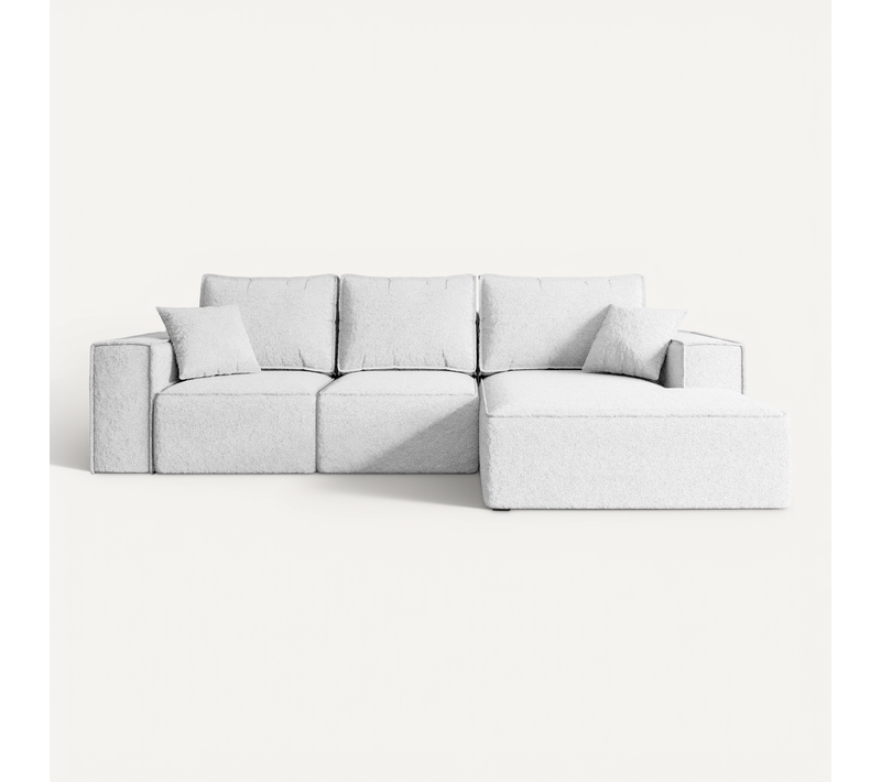 Canapé D'angle Convertible Serra-l 266x161x87 Angle Droit En Tissu - Blanc