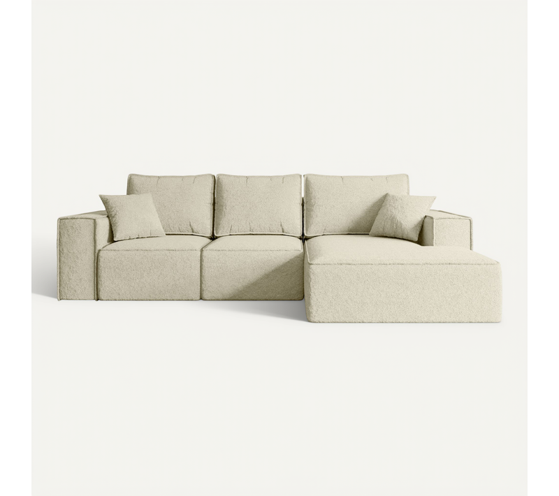 Canapé D'angle Convertible Serra-l 266x161x87 Angle Droit En Tissu - Beige Clair