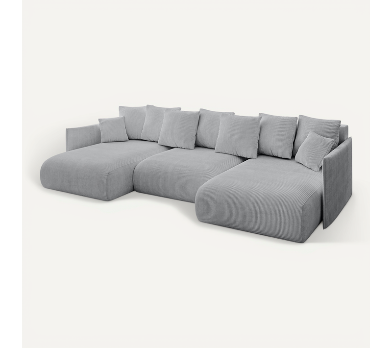 Canapé D'angle Convertible Onesk-u 317x177x72 Angle Panoramique En Tissu - Gris