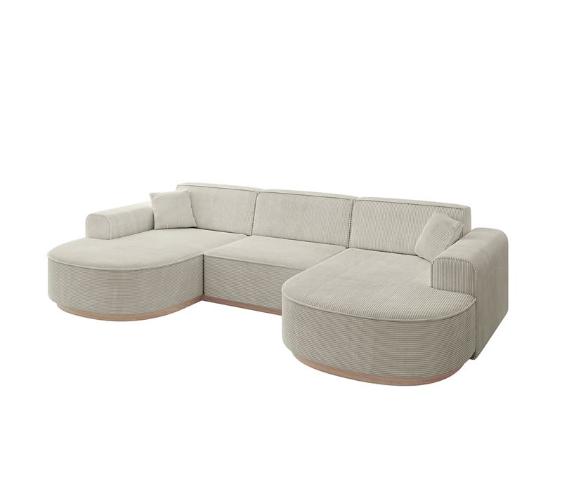 Canapé D'angle Mari-u1-v1 303x171x83  Panoramique En Tissu - Gris Clair