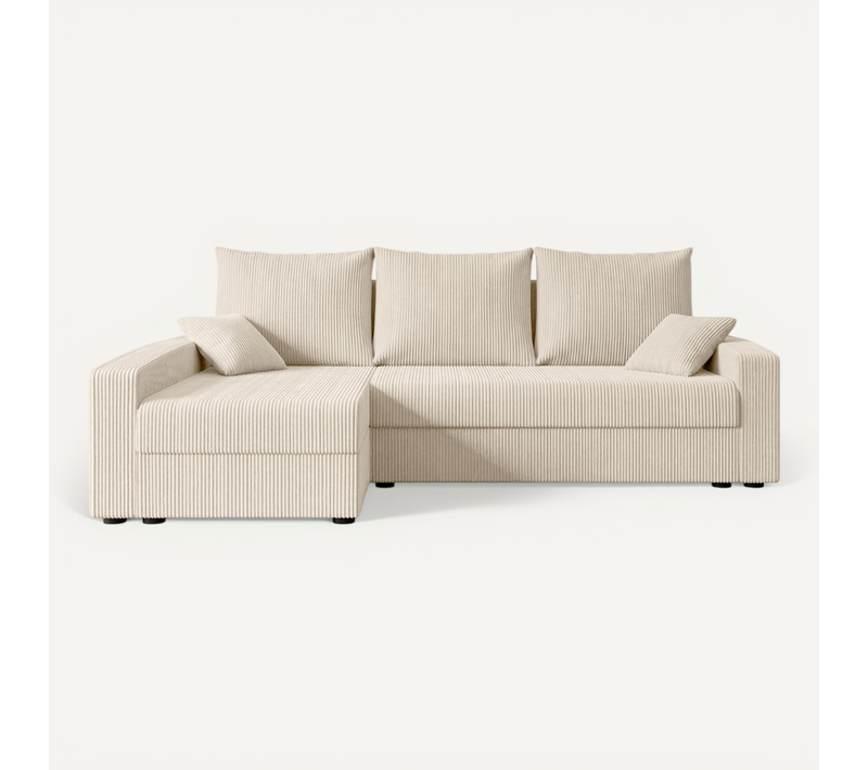 Canapé D'angle Convertible Alesia-l 231x140x90, Angle Gauche, Tissu - Beige