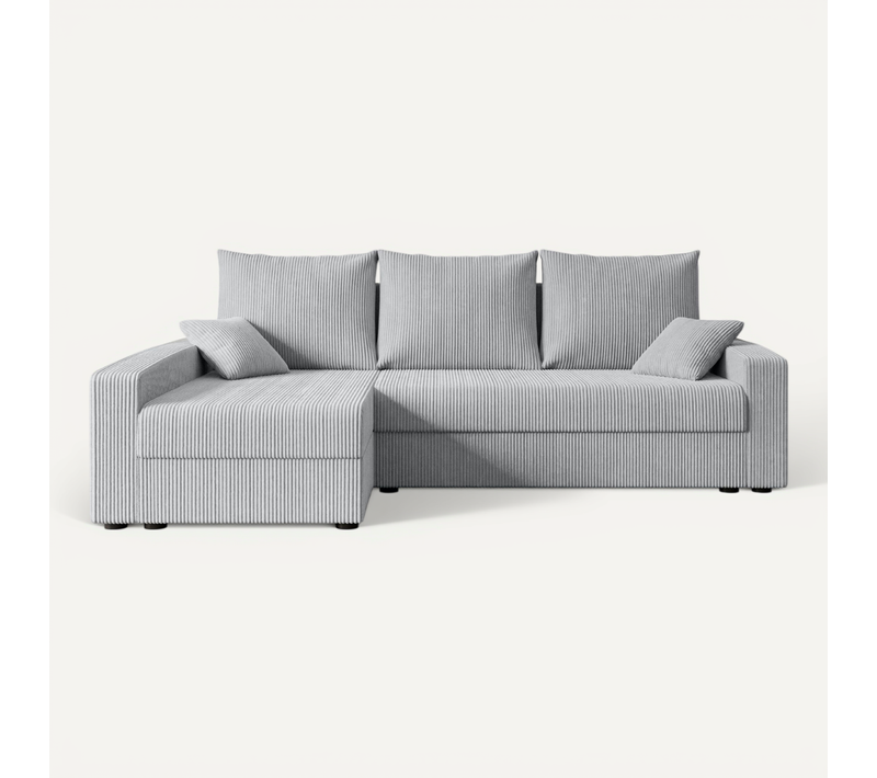 Canapé D'angle Convertible Alesia-l 231x140x90, Angle Gauche, Tissu - Gris