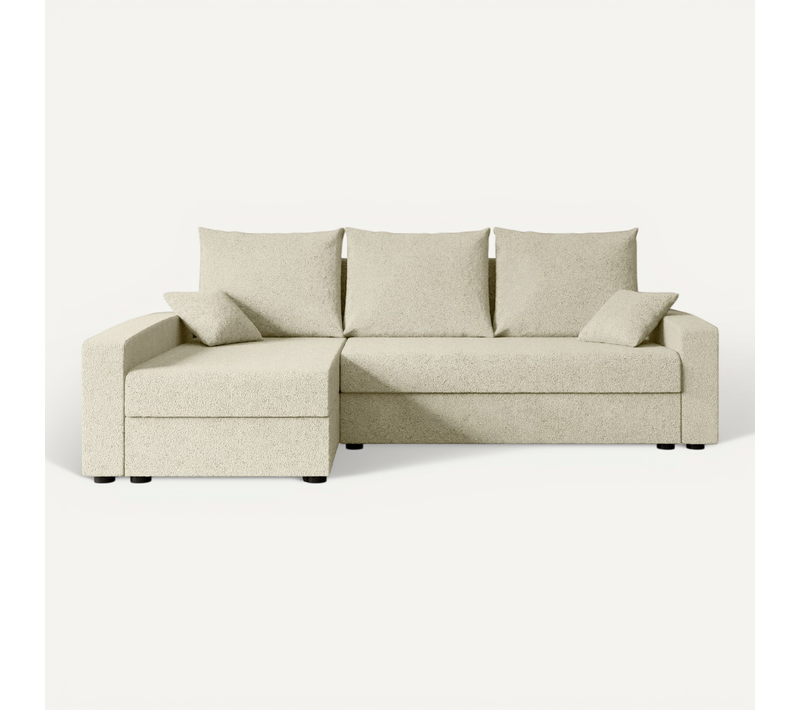 Canapé D'angle Convertible Alesia-l 231x140x90, Angle Gauche, Tissu - Beige