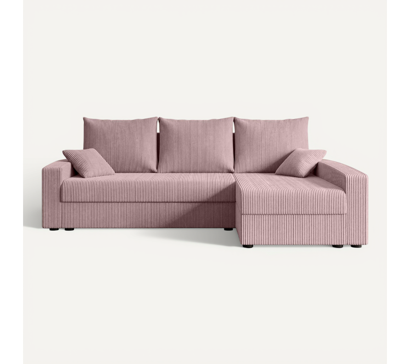 Canapé D'angle Convertible Alesia-l 231x140x90, Angle Droit, Tissu - Rose