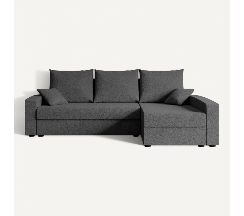 Canapé D'angle Convertible Alesia-l 231x140x90, Angle Droit, Tissu - Gris
