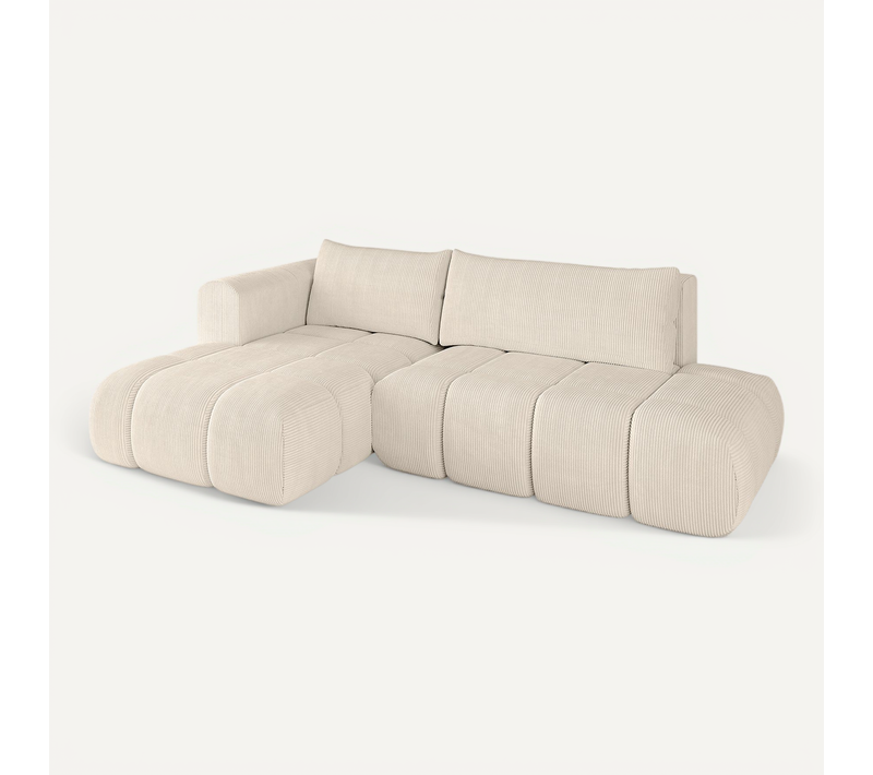 Canapé D'angle Convertible Cloud-l 280x185x90  Angle Gauche En Tissu - Beige