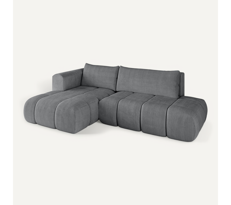 Canapé D'angle Convertible Cloud-l 280x185x90  Angle Gauche En Tissu - Gris Foncé