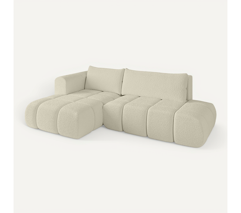 Canapé D'angle Convertible Cloud-l 280x185x90  Angle Gauche En Bouclette - Beige