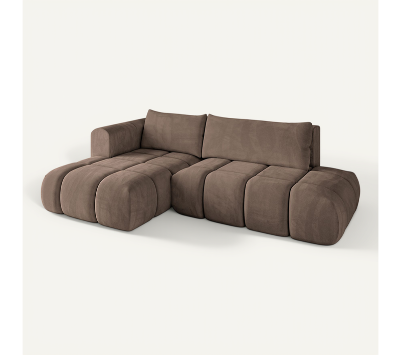 Canapé D'angle Convertible Cloud-l 280x185x90 Angle Gauche En Velours - Marron