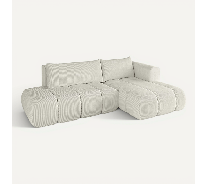 Canapé D'angle Convertible Cloud-l 280x185x90 Angle Droit En Tissu - Crémeux