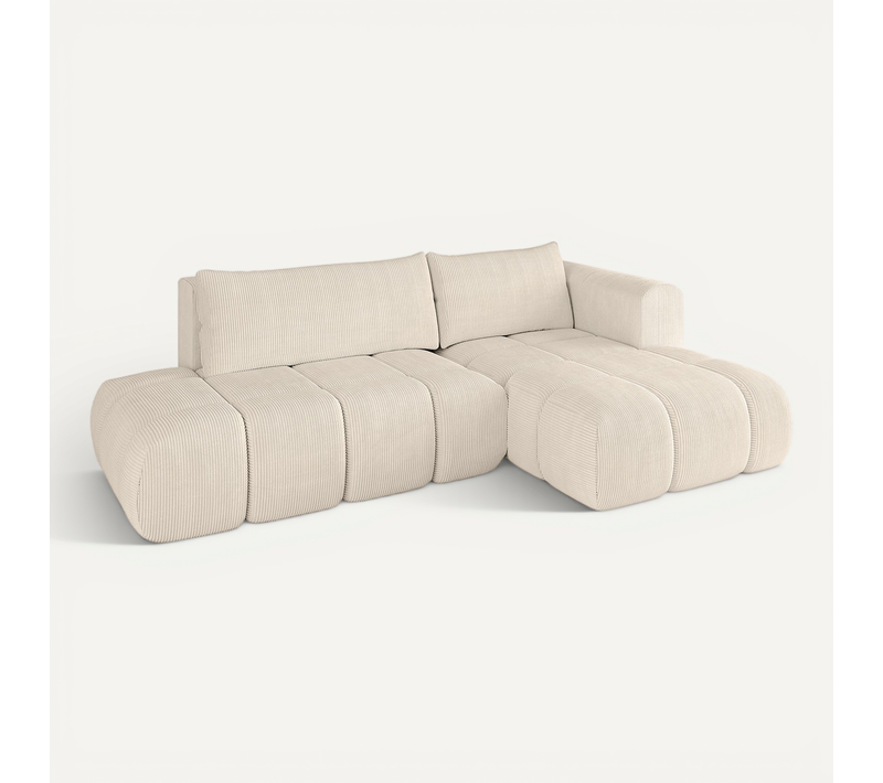 Canapé D'angle Convertible Cloud-l 280x185x90  Angle Droit En Tissu - Beige