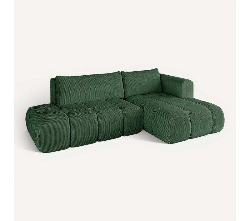 Canapé D'angle Convertible Cloud-l 280x185x90  Angle Droit En Tissu - Vert