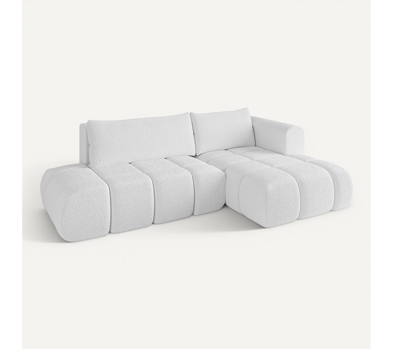 Canapé D'angle Convertible Cloud-l 280x185x90 Angle Droit En Bouclette - Blanc