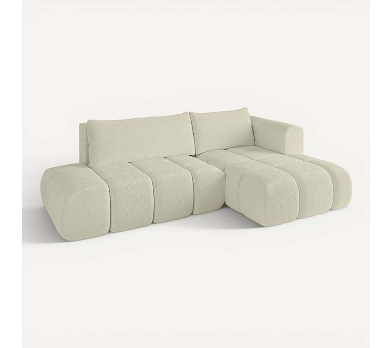 Canapé D'angle Convertible Cloud-l 280x185x90  Angle Droit En Bouclette - Beige