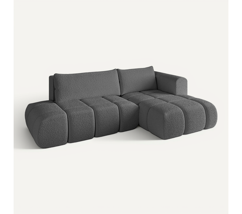 Canapé D'angle Convertible Cloud-l 280x185x90  Angle Droit En Bouclette - Gris