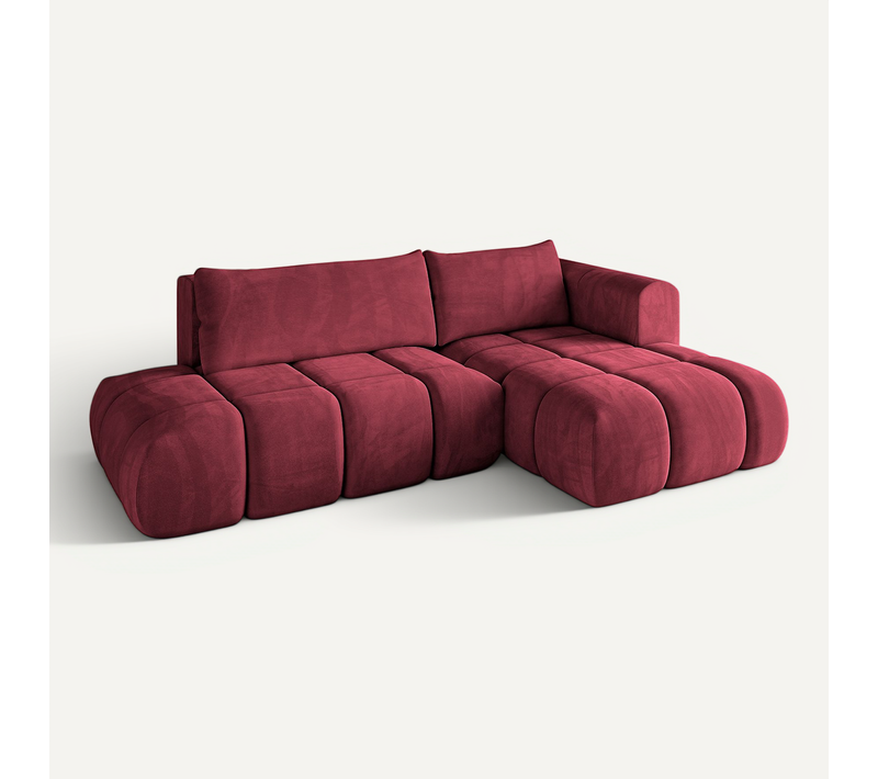 Canapé D'angle Convertible Cloud-l 280x185x90  Angle Droit En Velours - Rouge Bordeaux