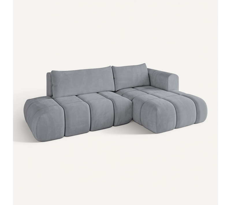 Canapé D'angle Convertible Cloud-l 280x185x90 Angle Droit En Velours - Gris