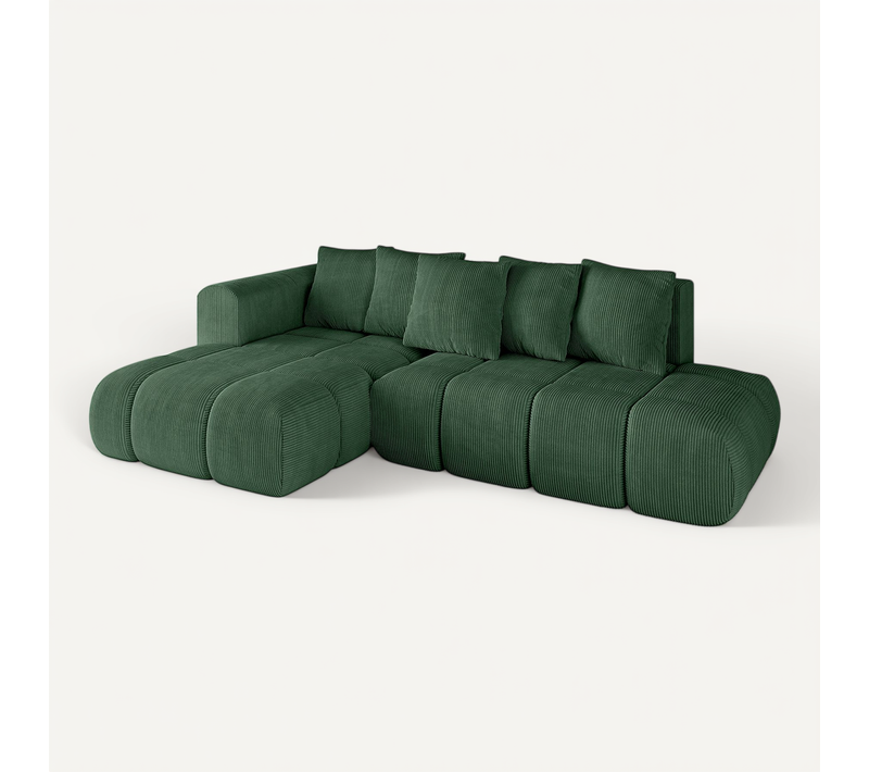 Canapé D'angle Convertible Cloud-l-v1 280x185x90 Angle Gauche En Tissu - Vert