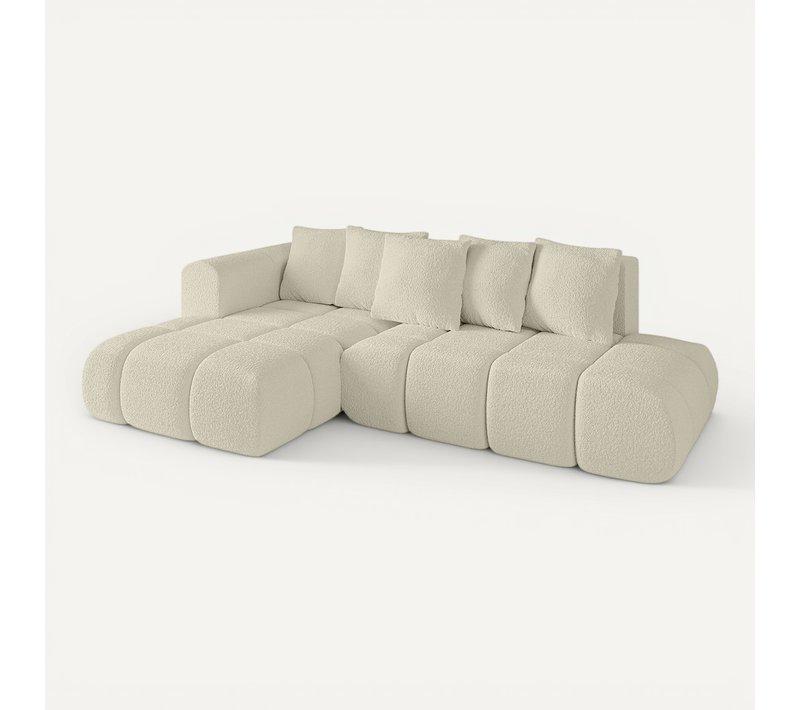 Canapé D'angle Convertible Cloud-l-v1 280x185x90 Angle Gauche En Bouclette - Beige