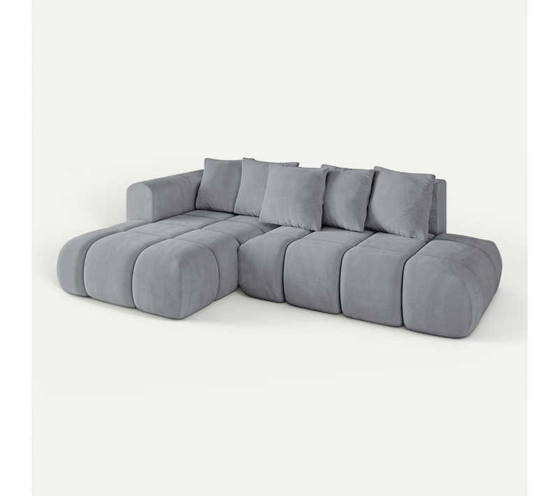 Canapé D'angle Convertible Cloud-l-v1 280x185x90 Angle Gauche En Velours - Gris