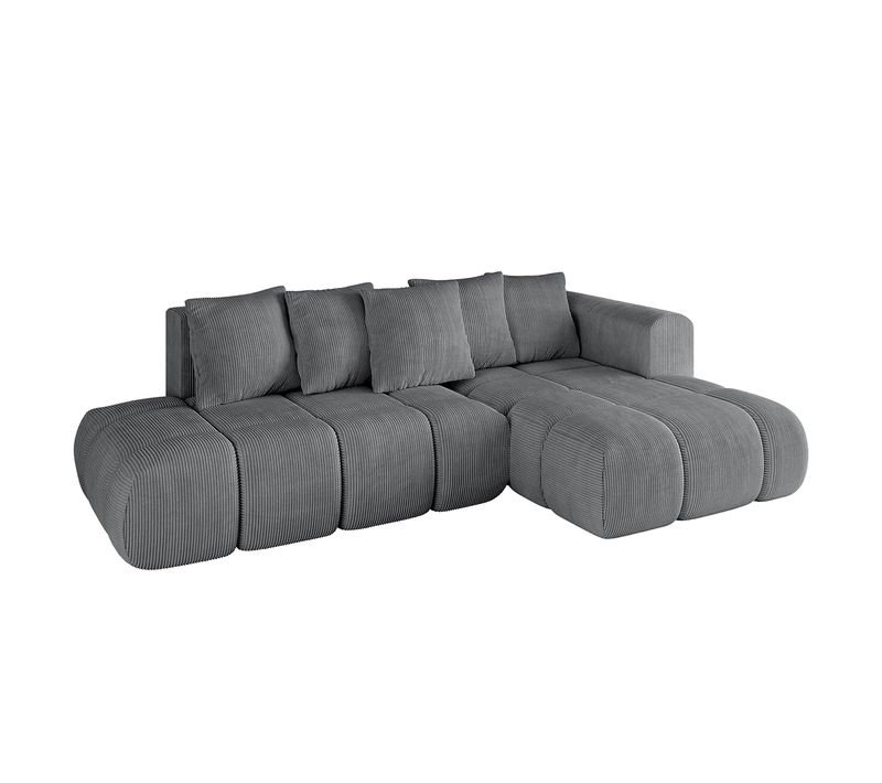 Canapé D'angle Convertible Cloud-l-v1 280x185x90  Angle Droit En Tissu - Gris Foncé