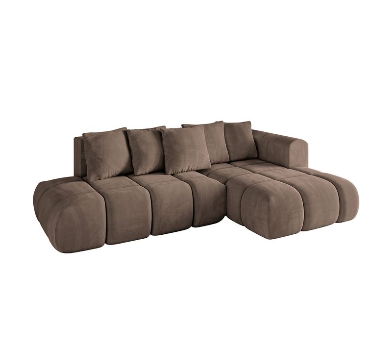 Canapé D'angle Convertible Cloud-l-v1 280x185x90  Angle Droit En Velours - Marron