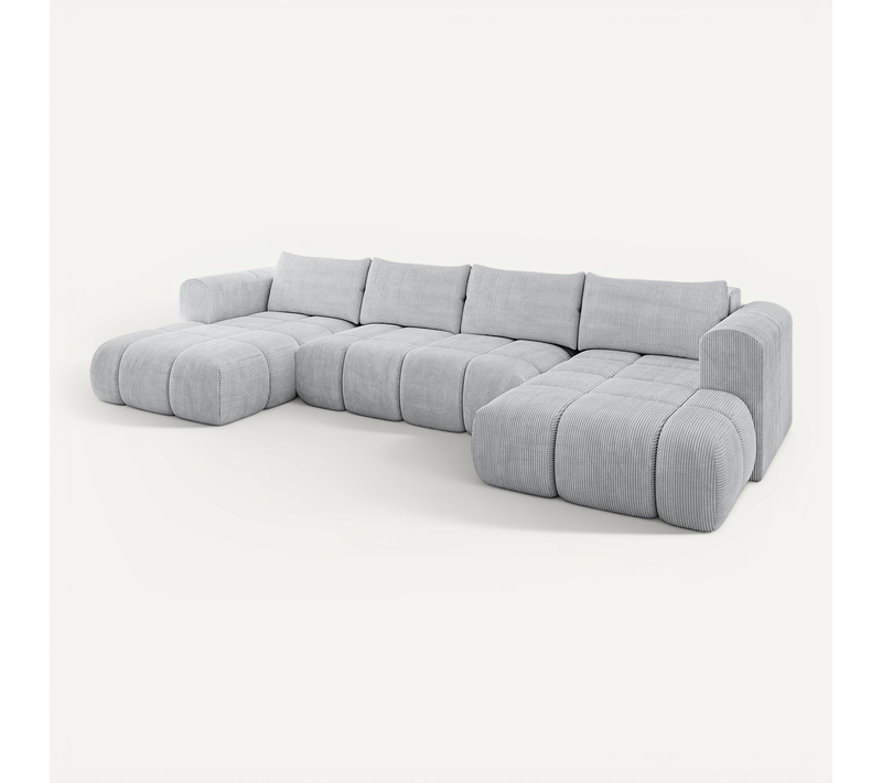 Canapé D'angle Convertible Cloud-u 405x185x90  Angle Panoramique En Tissu - Gris